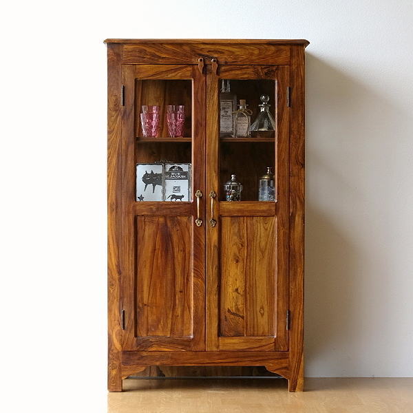 楽天市場】キャビネット 木製 ガラス 飾り棚 扉付き収納棚 収納 天然木