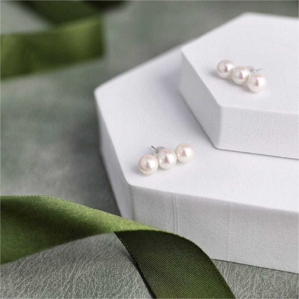 楽天市場】アコヤ真珠 3粒 パール ピアス イヤリング 6.0-6.5mm