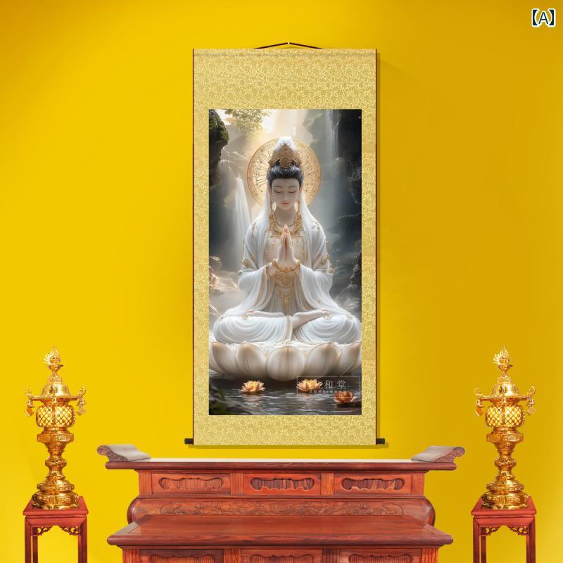 楽天市場】観音菩薩 掛け軸 絵画 レトロ 古風 和風 インテリア 蓮華