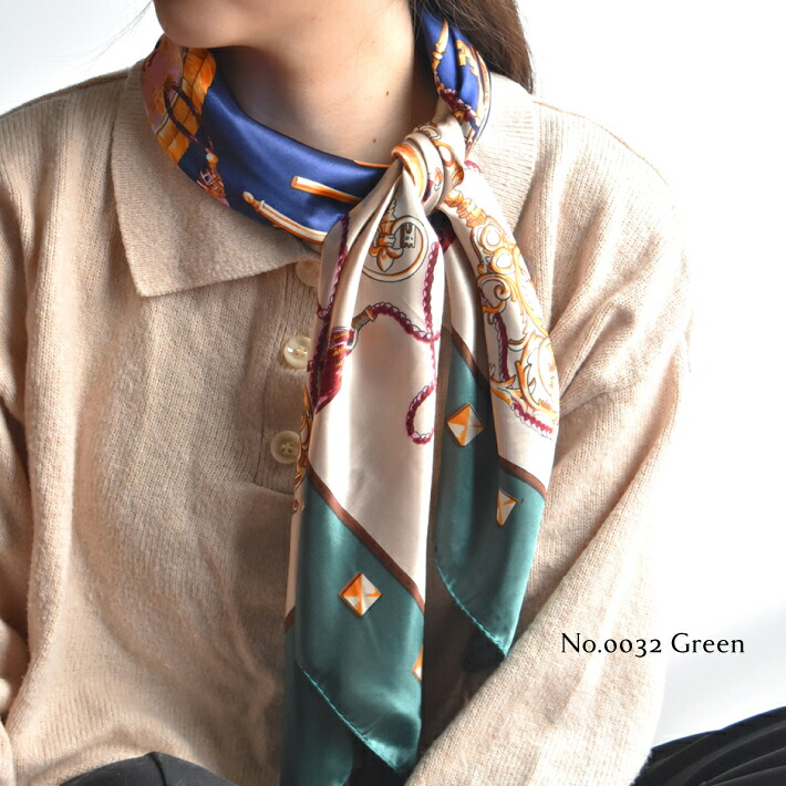 楽天市場】大判 正方形 スカーフ 90cm F シルク調 レディース ストール