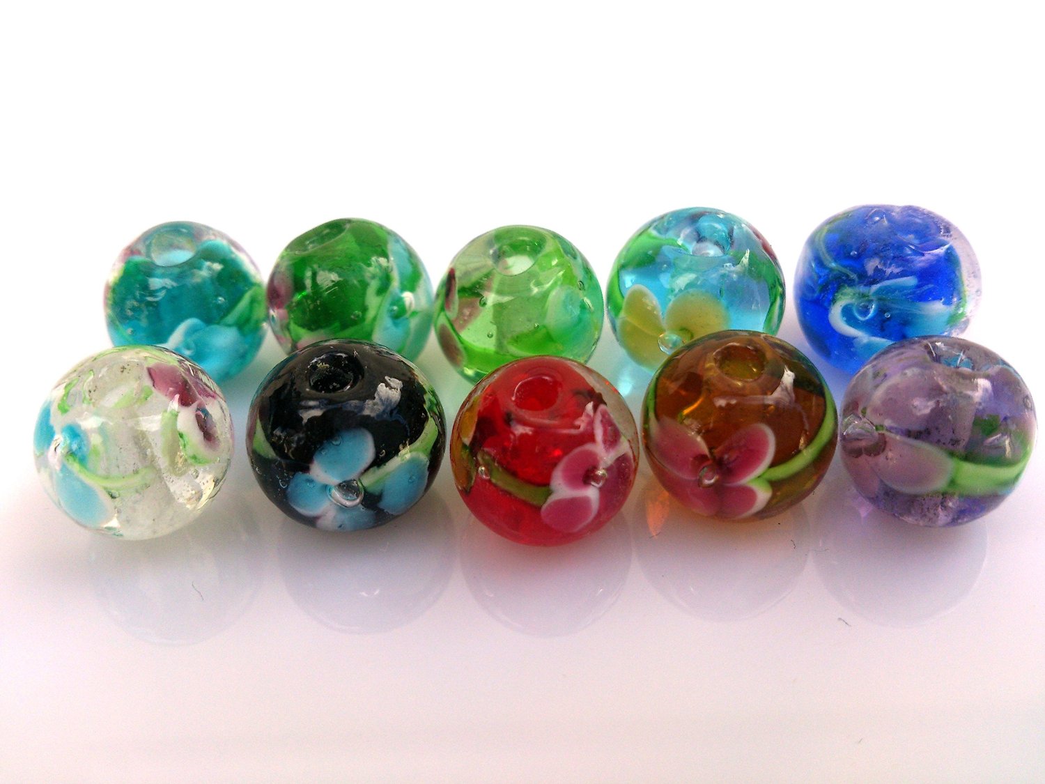 楽天市場】トンボ玉 10mm カラフル水中花 とんぼ玉 ガラス玉 ガラス