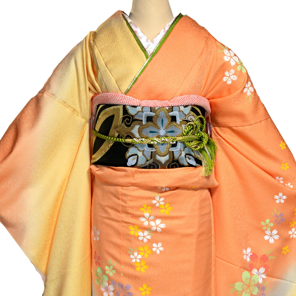 楽天市場】京友禅 正絹 振袖 30点 セット オレンジ 成人式 ふりそで