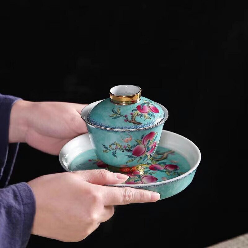 楽天市場】IwaiLoft 蓋碗 三才碗 宝瓶 煎茶器 桃の柄 急須 中国茶