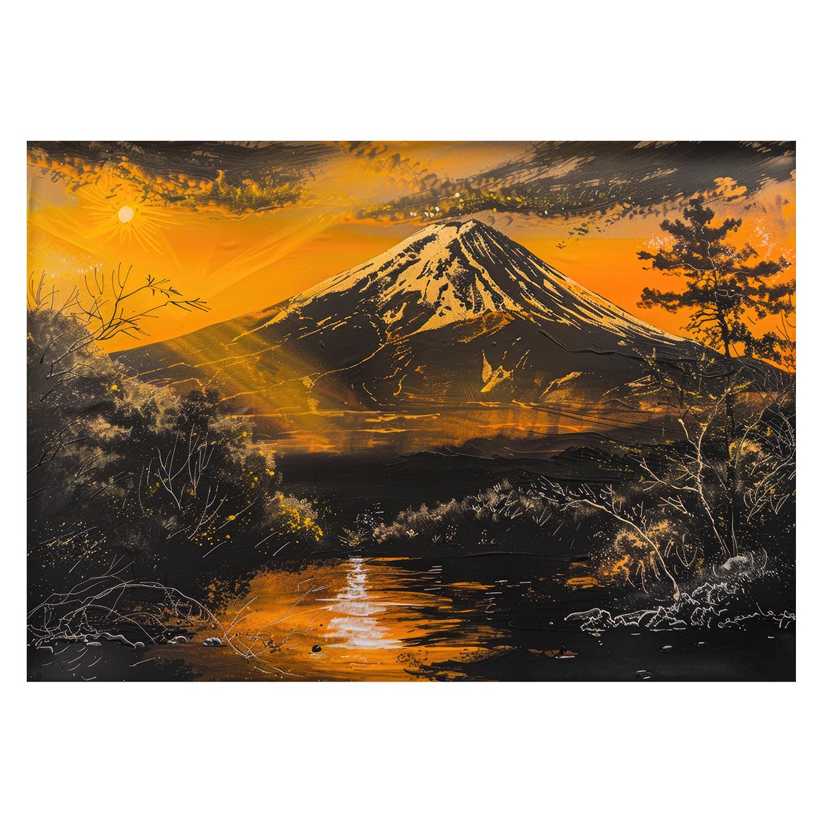 B2サイズ（約51x73cm）】【lh-poster-4183】和風 金の富士 金運