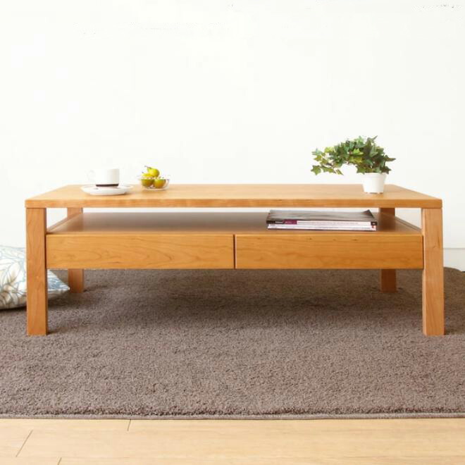 楽天市場】【W110×D50/ブラックチェリー材】ローテーブル 引き出し付き