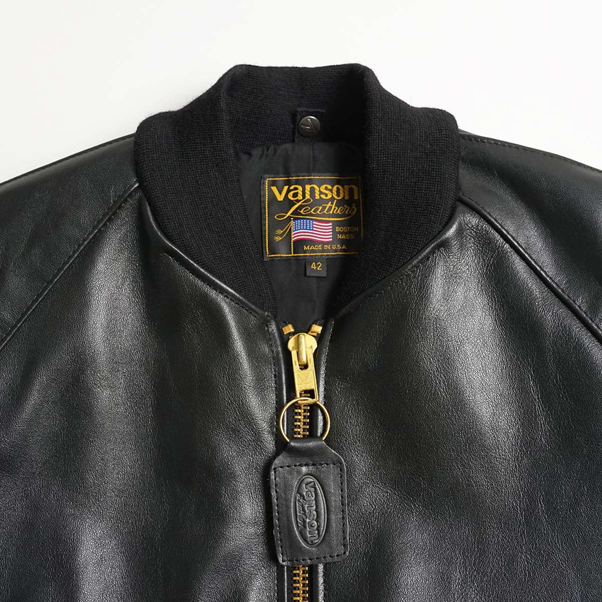VANSON レザージャケット TJV バンソン青 黒 サイズ36 Sサイズ相当