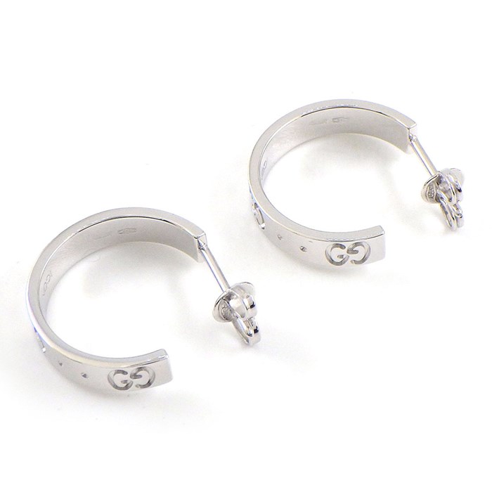 楽天市場】グッチ GUCCI フープ ピアス アイコン GG ロゴ K18WG 【中古