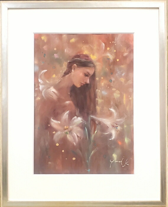 楽天市場】絵画 原画 「Lily」 水彩/パステル F4 アンティークシルバー