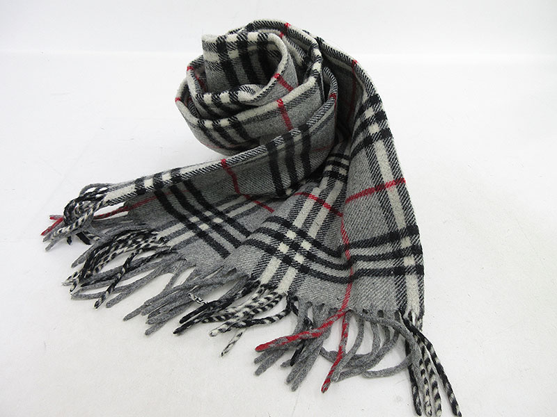 楽天市場】BURBERRY(バーバリー) チェック マフラー グレー ウール