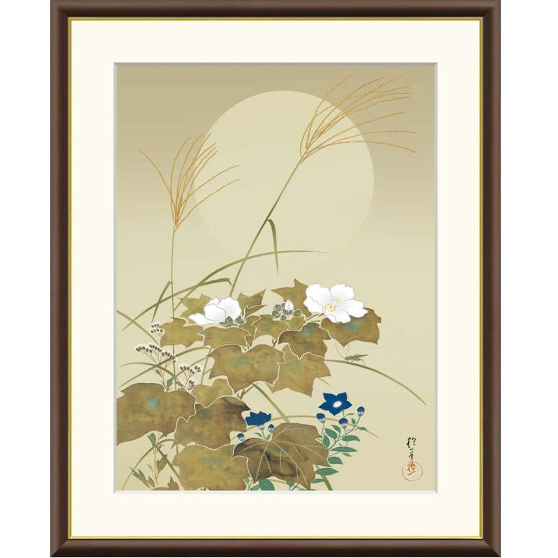 種類3：f8 額絵 酒井抱一 秋草に螽斯図 f8・f6・f4サイズ アウトレット