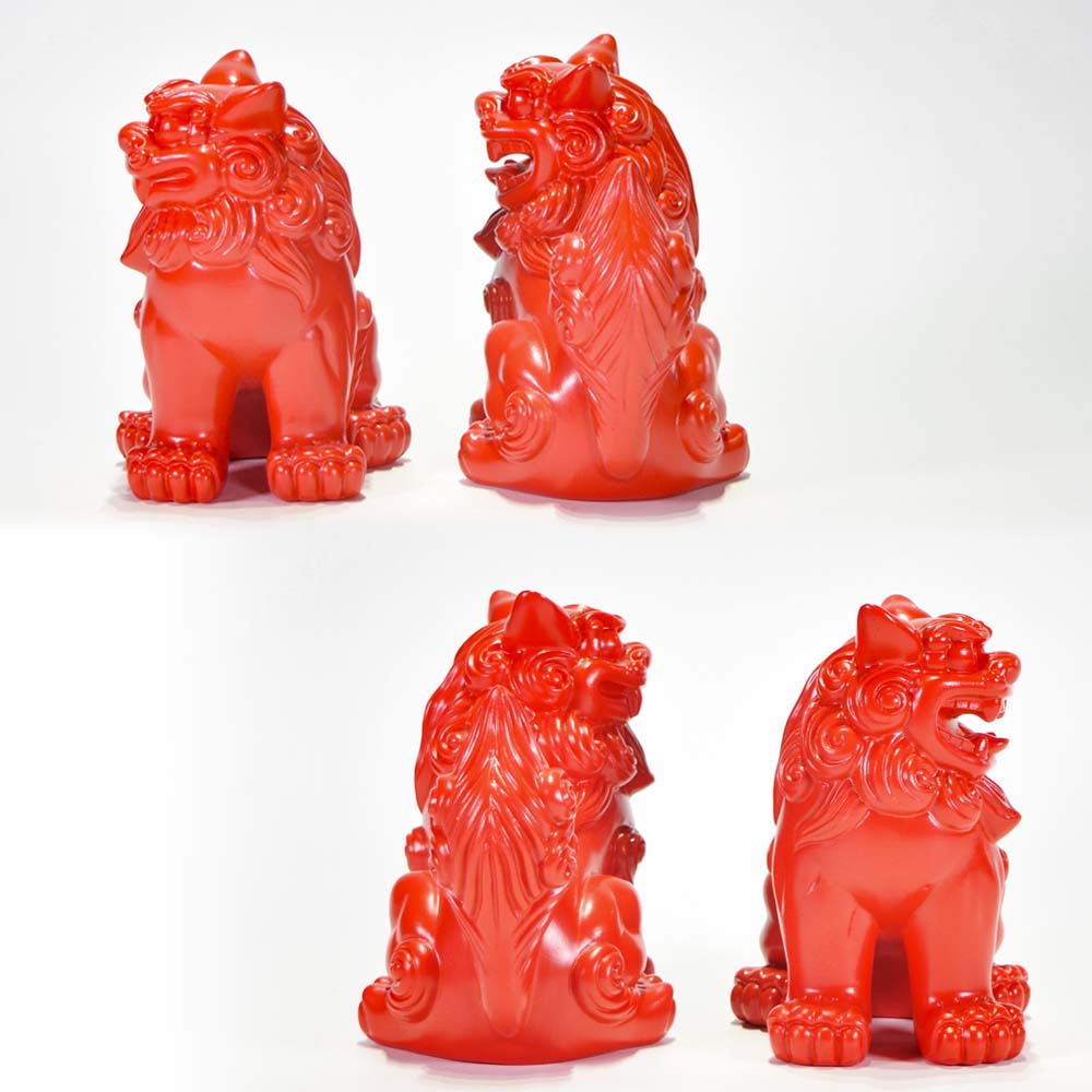 赤いシーサー瓦 沖縄産 レア 琉球 守り神 鬼瓦 縁起物 破邪 赤い