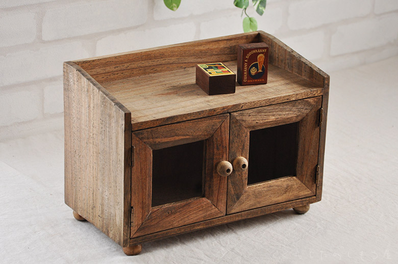 楽天市場】木製「ミニキャビネット」アンティーク風 /収納キャビネット