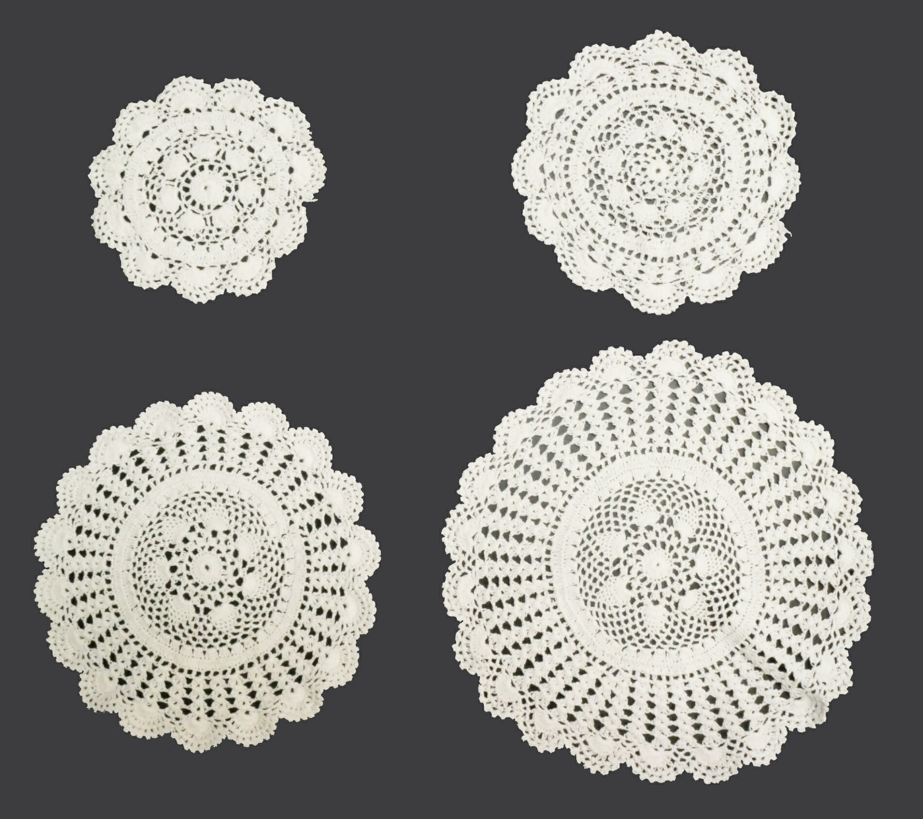 楽天市場】手編み レースドイリー 4枚セット(15cm,20cm,25cm,30cm