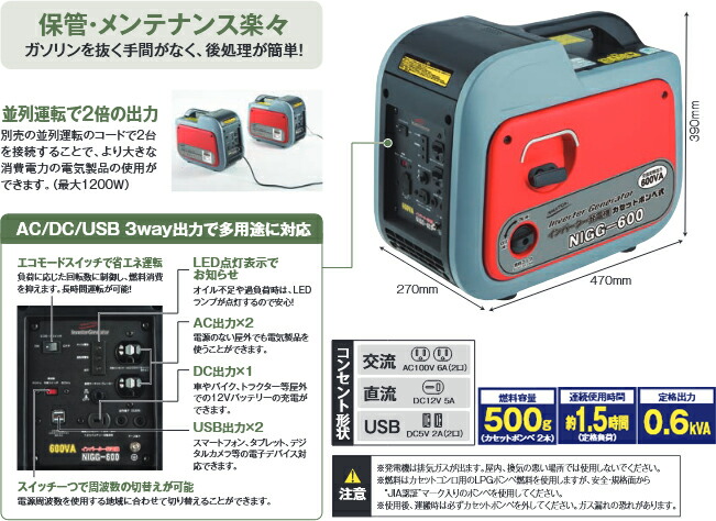 楽天市場】【送料別途】【直送品】ナカトミ インバーター発電機