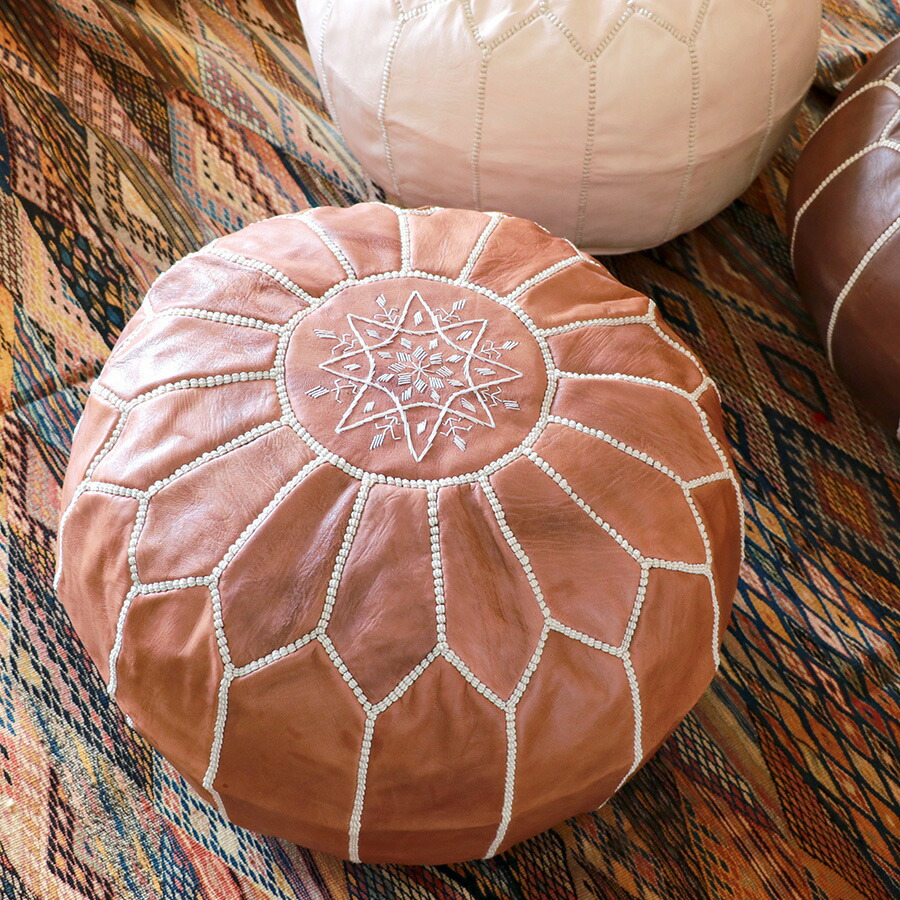 楽天市場】Moroccan POUF Tan モロッコ プフφ50cm 山羊革 タン