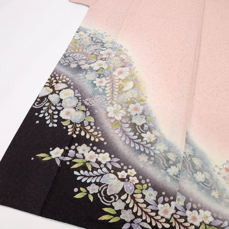 楽天市場】【中古】長尺 訪問着 華やぎの辻が花模様 ピンク色 身丈