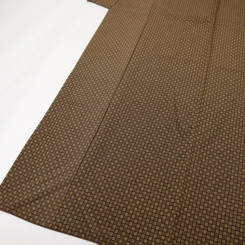 楽天市場】【中古】小紋 網代模様 カジュアル 濃茶 ベージュ 身丈159cm