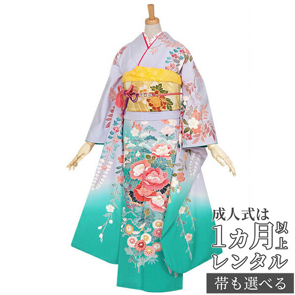 楽天市場】【成人式 振袖 レンタル】RS695 正絹 藤色 枝垂桜に牡丹松梅