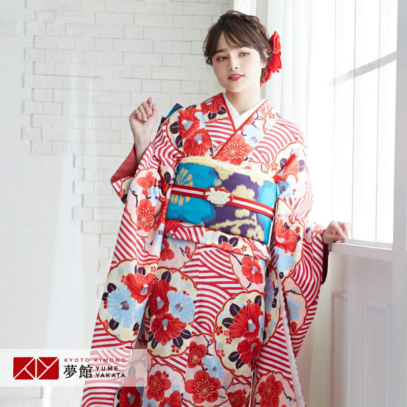 楽天市場】【成人式 振袖 レンタル】RS1475白赤 波に椿紋（R1604） 和