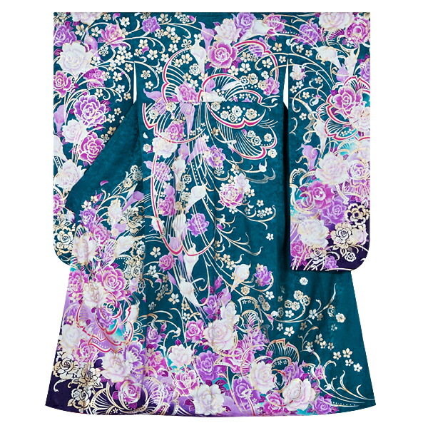 楽天市場】【成人式 振袖 レンタル】RS1477 正絹 藍 妖艶 薔薇フル