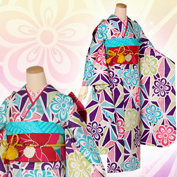 楽天市場】【成人式 振袖 レンタル】RS1473紫 梅に麻の葉 和遊日 フル