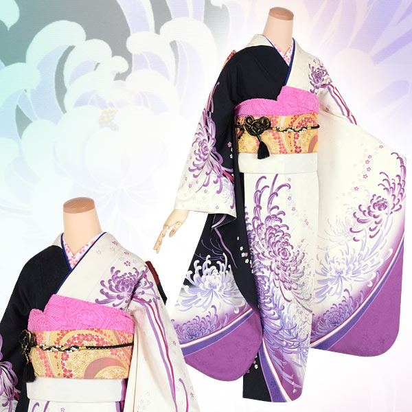 振袖セット 楽天市場】【成人式 振袖 レンタル】RS1563 正絹 白 乱菊