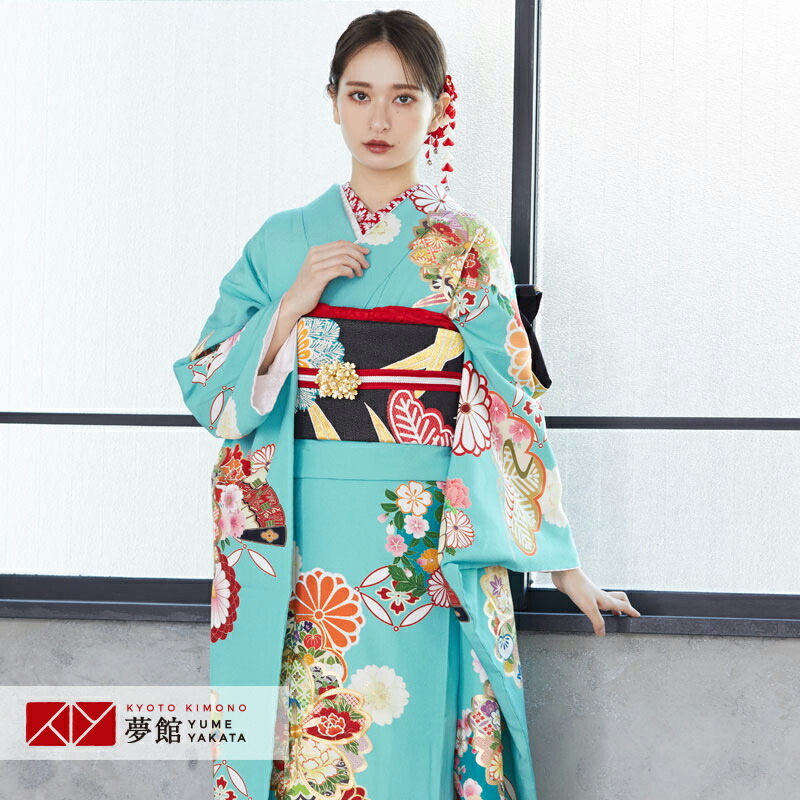 楽天市場】【成人式 振袖 レンタル】RS1622 正絹 ミントブルー 松笹に