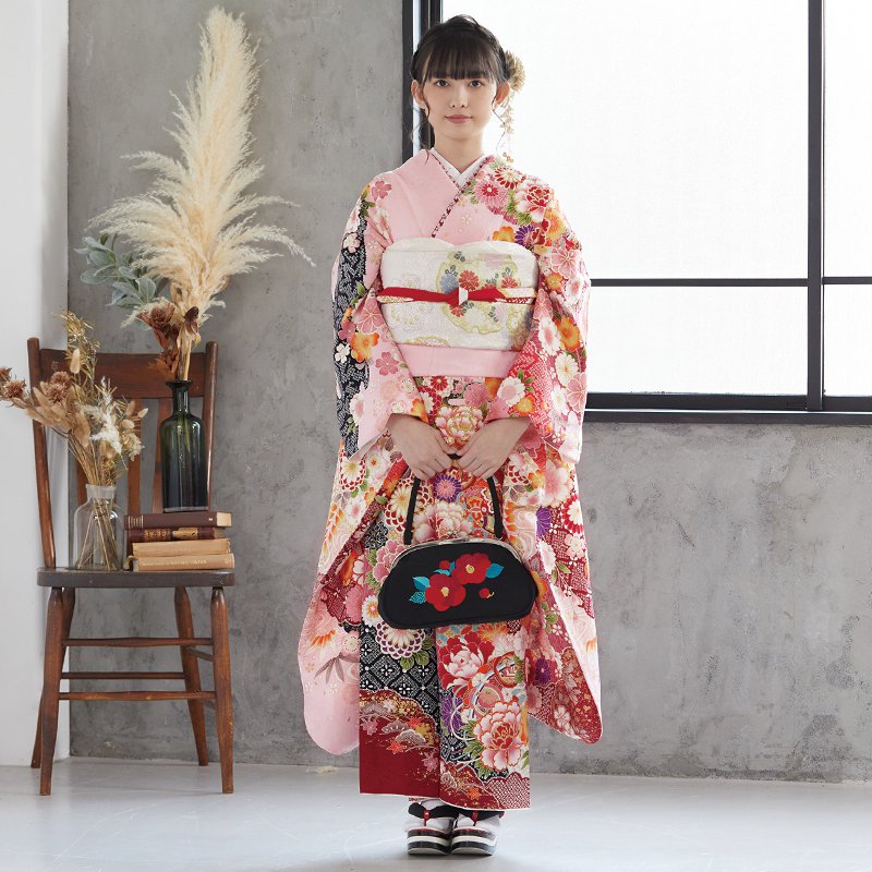 振袖フルセット 桃（ピンク）153㎝～170㎝目安 73-1169 京友禅振袖