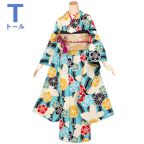 楽天市場】【成人式 振袖 レンタル】RS1268水色 立涌に蝶フルセット