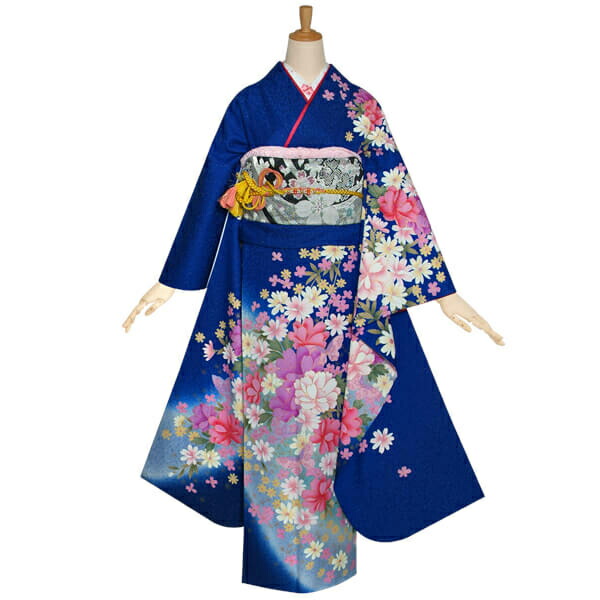 楽天市場】【振袖 レンタル】 結婚式 結納R1219 正絹 青 桜にコスモス