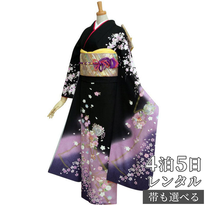 楽天市場】【振袖 レンタル】 結婚式 結納R247 正絹 黒紫ぼかし しだれ