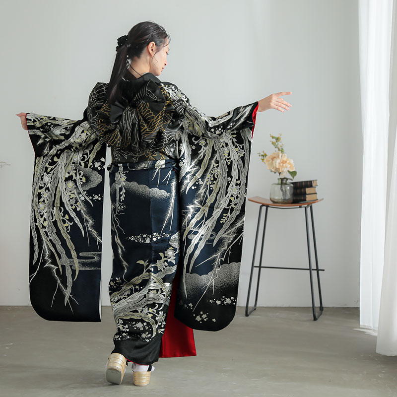 振袖 フルセット 長襦袢セット 成人式 黒総絞り 振袖 フルセット 総