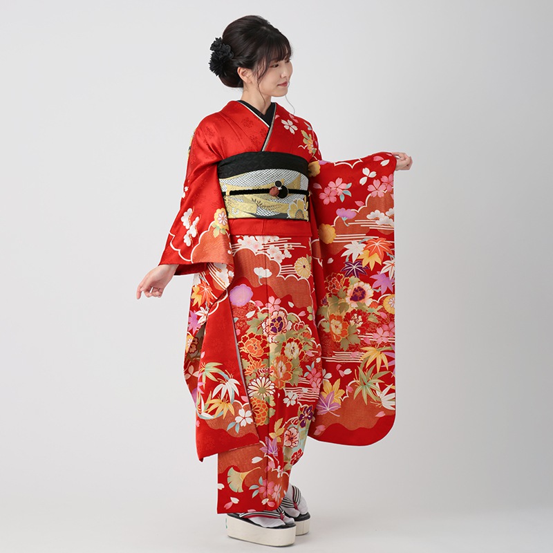 楽天市場】【振袖 レンタル】 結婚式 結納R929 正絹 赤 花丸紋に松竹梅