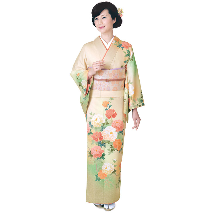 楽天市場】洗える着物 訪問着 セット 渋オレンジぼかし地 5点セット