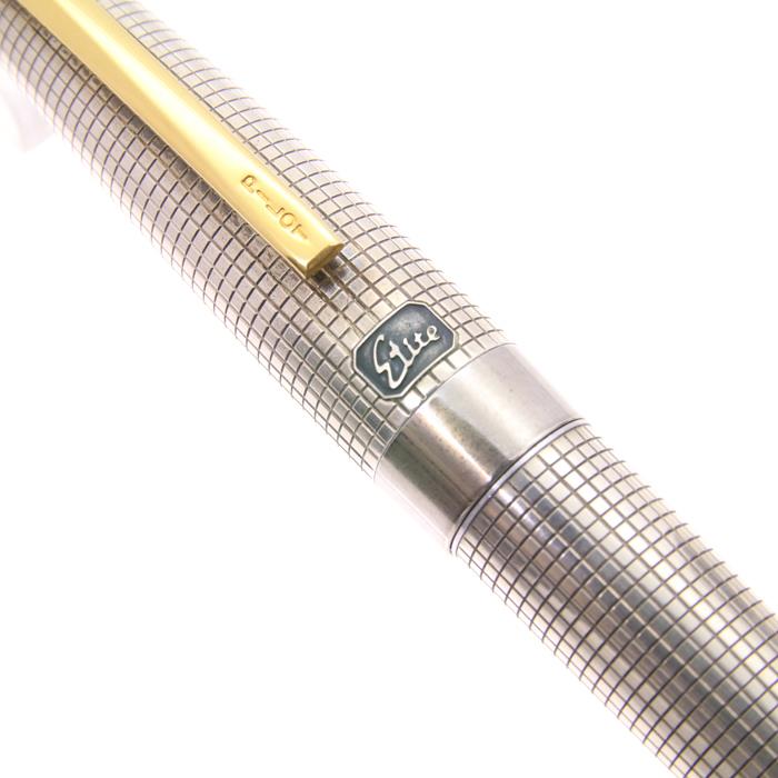 パイロット 万年筆 エリート シルバー格子キャップ 18K 細字 レア U124