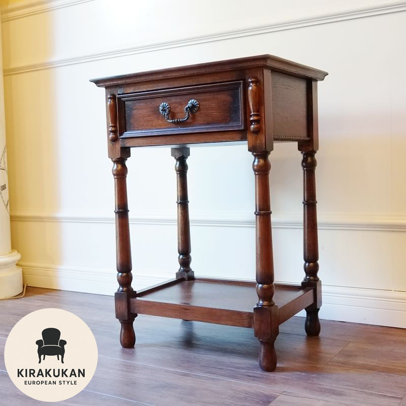 アンティーク調猫脚サイドテーブル電話台FAX台サイドキャビネット