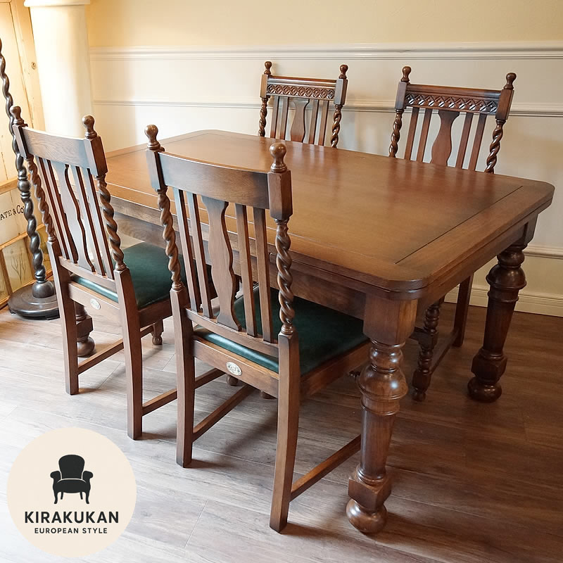 3/5】イギリスアンティークダイニングチェア(1脚分)テーブル＆椅子3脚