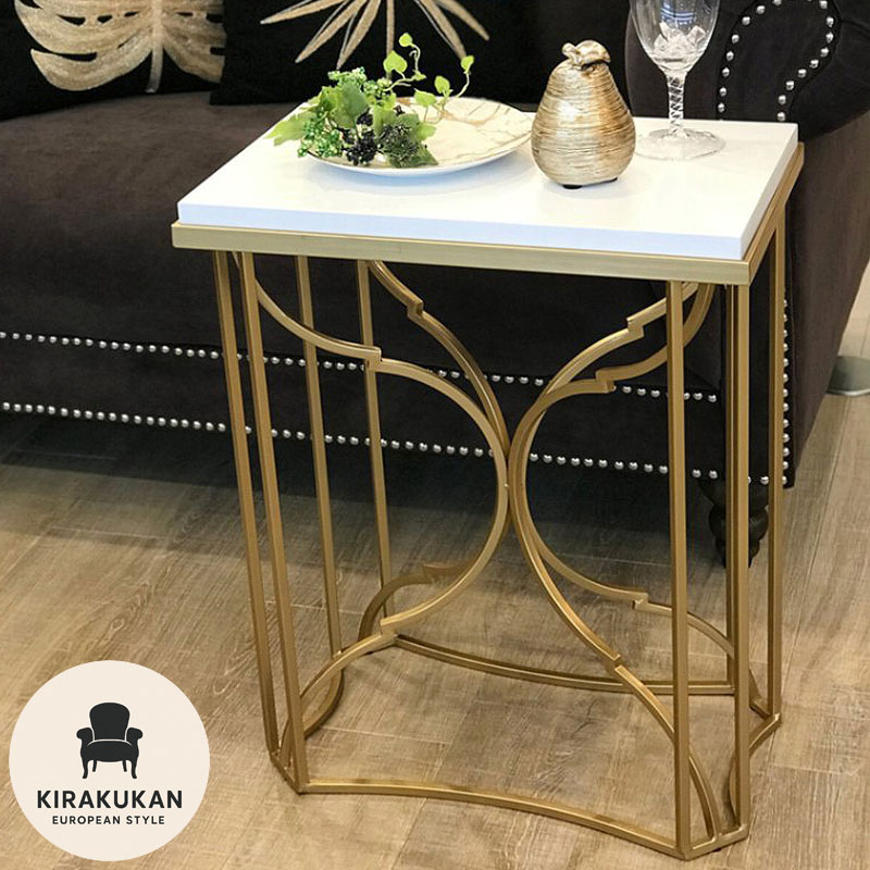 楽天市場】アイアン サイドテーブル ゴールド 玄関 メラミン製天板