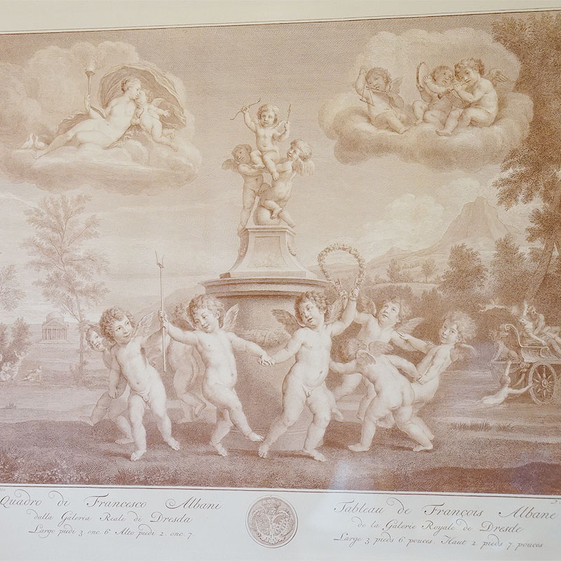 アンティーク調 天使の絵 木額装 アンティーク調 天使の絵 木額装