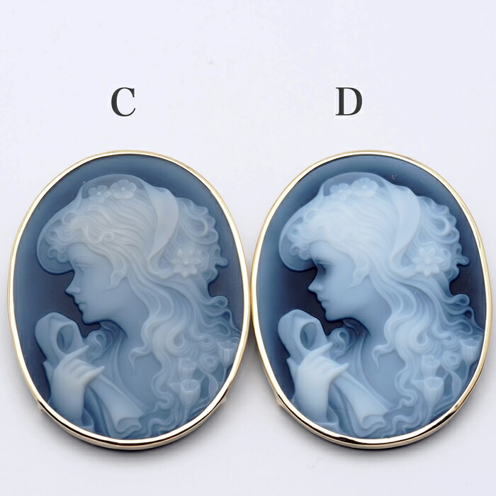 楽天市場】K18 メノウカメオ ペンダント ブローチ 35×45mm 18金