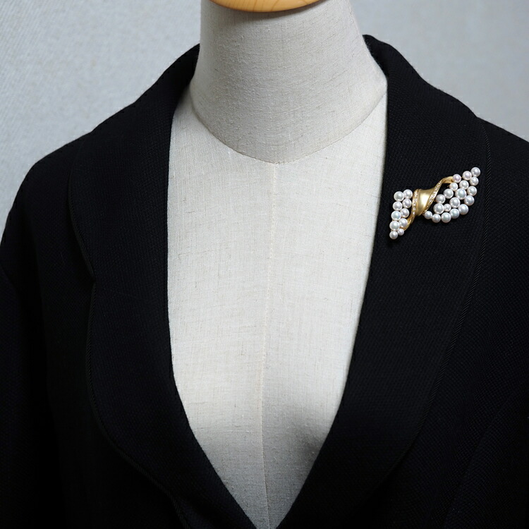 楽天市場】K18 アコヤ本真珠 ブローチ 天然ダイヤモンド付き あこや