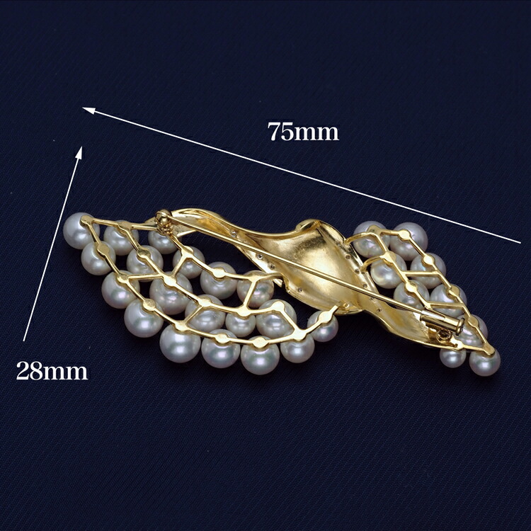 楽天市場】K18 アコヤ本真珠 ブローチ 天然ダイヤモンド付き あこや