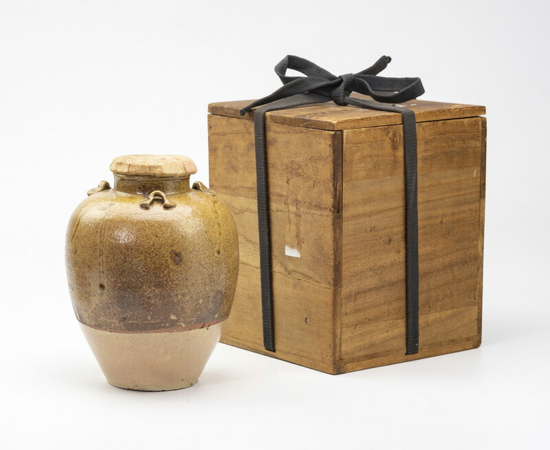 明治〜江戸期辺りの古信楽焼壺/すだれ茶壺