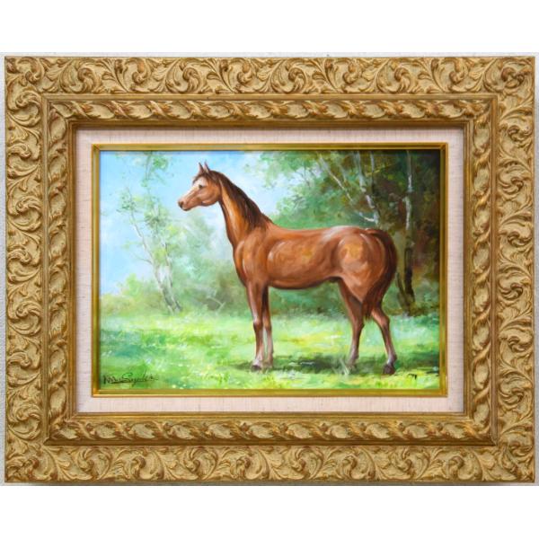 真作】絵画 鈴木政輝 油彩8号 静かな水辺 運輸大臣賞 箱・黄袋入 T156