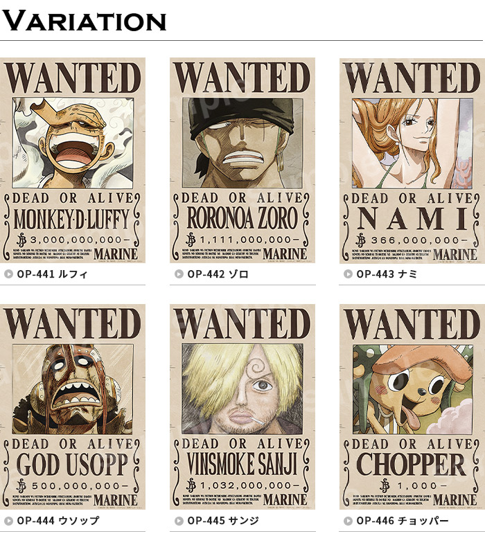 楽天市場】ONE PIECE 手配書 ワンピース 麦わらの一味 10枚セット 新