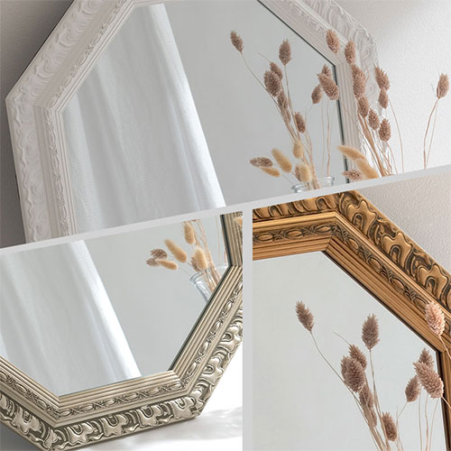 楽天市場】アンティーク加工 ハンドメイド仕上げ 八角鏡 八角ミラー