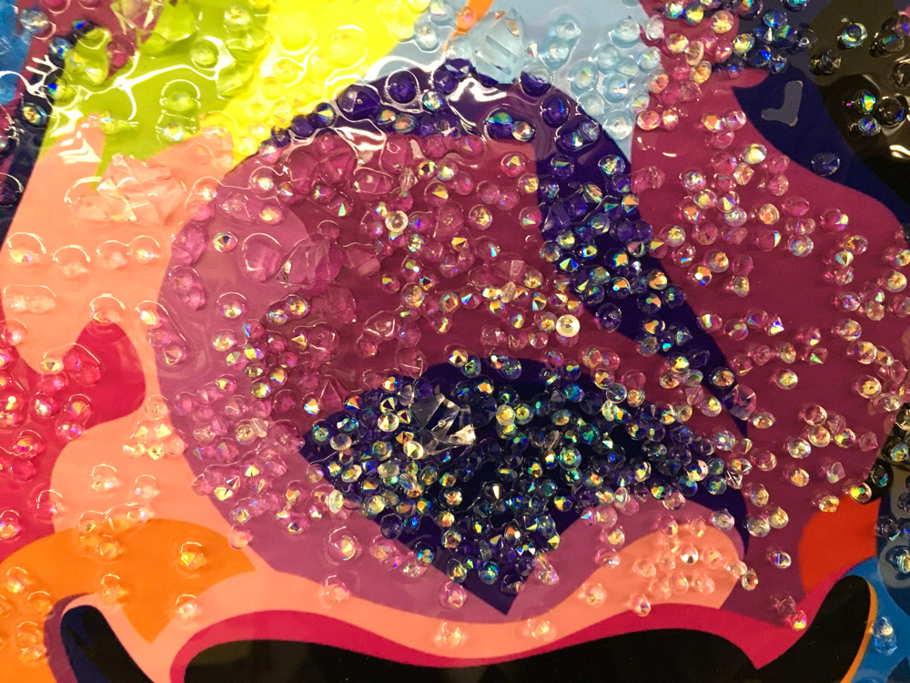 ライオン アートパネル 水晶絵 宝石アート 輸入雑貨 クリスタルアート