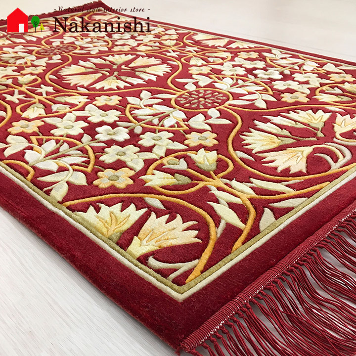 ファッション 【新品未使用】中国段通 手織り シルク100% 絨毯 玄関