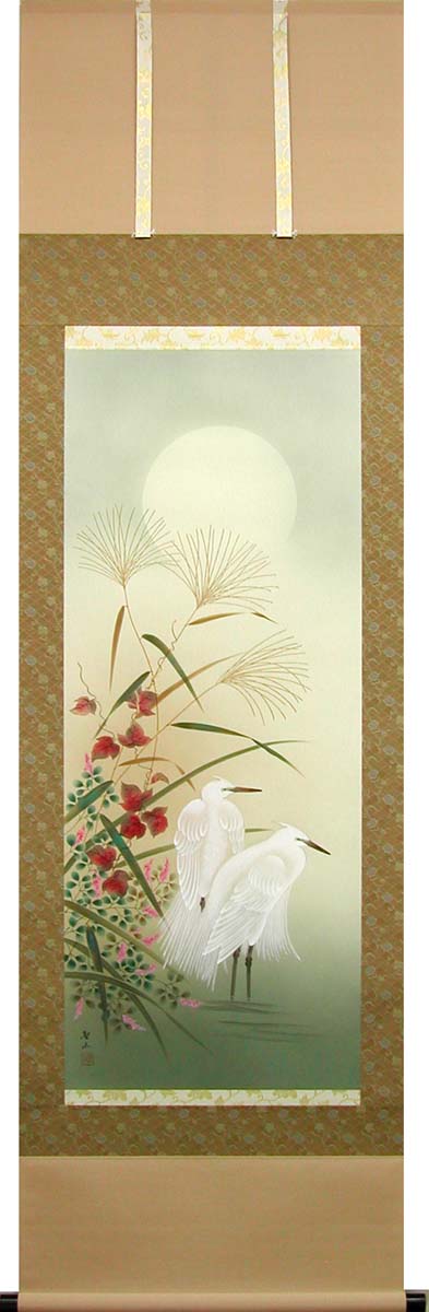 掛軸 掛け軸 能 葛谷聖山 楽天市場】掛け軸 月下白鷺図 (葛谷聖山