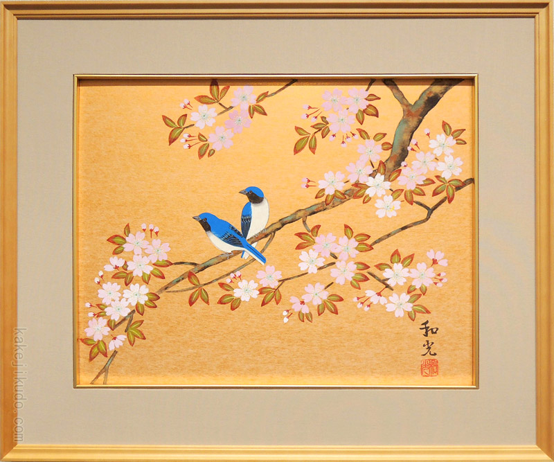 楽天市場】絵画 桜に瑠璃鳥 (三宅和光) 送料無料 【肉筆】【桜絵